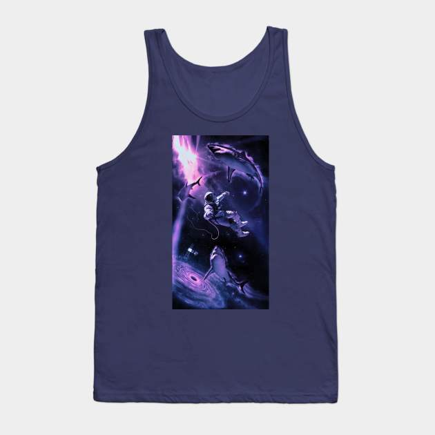 Floating with Sharks Tank Top by ryu.ink